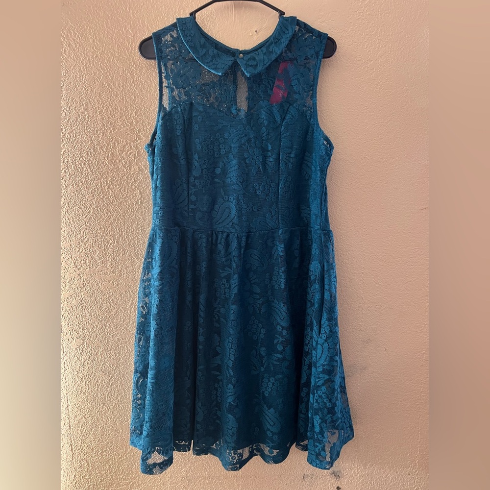 Xhilaration Aqua Blue Lace Mini Dress XXL